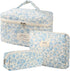 3 Pcs Cotton Quilted Makeup Bag Set,Floral Makeup Bag,Cute Makeup Bag,Travel Makeup Bag,Large Toiletry Cosmetic Bag Makeup Bag Organizer for Women...