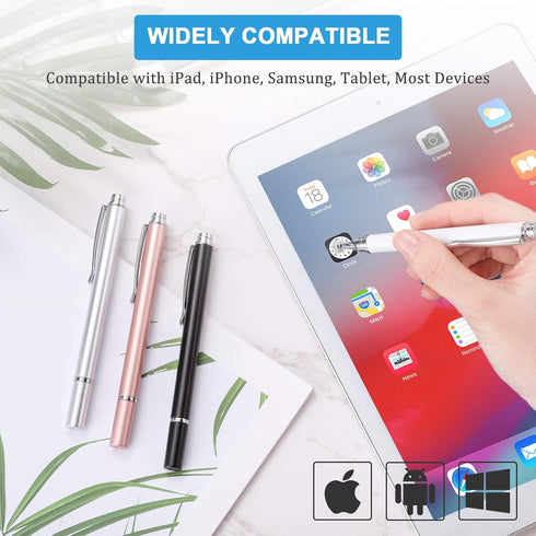 Weewooday 8 Pieces Capacitive Stylus Pens for Touch Screen, Universal Disc Stylus Pens Fine Point Stylus for Most Touch Screen Smart Devices, 4 Co...
