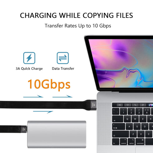 CERRXIAN 10Gbps Short USB Type C Cable,5inch USB A 3.0 Male to USB C 3.1 Male Cable,USB C 3.1 3A Fast Charging FPC Flat Cable Compatible with Powe...
