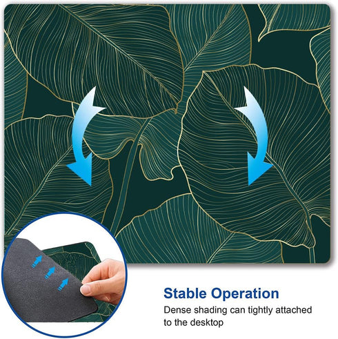 Computer Mouse Pads with Tropical Leaves Design, Square Waterproof Non-Slip Rubber Base Mouse Mat for Office Laptop...