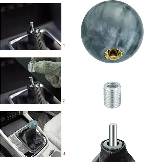 Lunsom Round Shift Knob, Ball Shape Gear Shifter Lever Head Shift Ball Car Stick Handle Fit Most Automatic Manual Transmission Vehicle (M8x1.25, G...