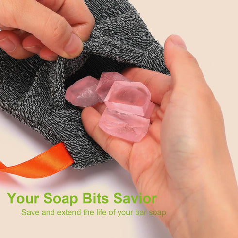 Soap Pocket, Squares Exfoliating Soap Saver Pouch, Body Scrubber Sponge for Bath and Shower (5 Pieces, Gray)...