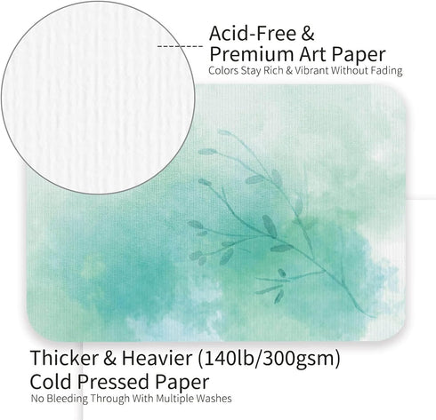 Funto Blank Watercolor Paper Postcards, 50 Cards, 4x6, 140lb/300gsm, Acid-Free Heavyweight Art Paper for Thank You Notes & Greeting Cards...