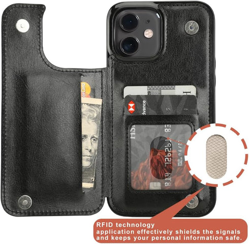 uCOLOR for iPhone 11 Wallet Case with Card Holder-PU Leather Folio Flip Cover Kickstand Card Slots Double Magnetic Clasp RFID Blocking Compatible ...