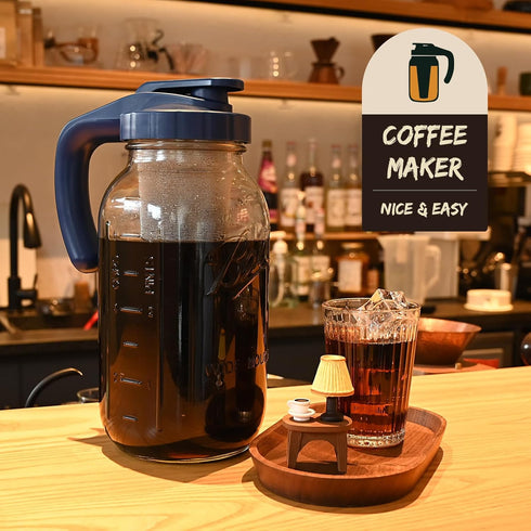 Cold Brew Coffee Maker Filter For 64oz/2Quart Wide Mouth Mason Jars 304 Stainless Steel Mesh Filter with Silicone Seals to Make Iced Coffee & Sun ...