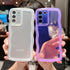 Compatible with Samsung Galaxy S21 Plus Case,Cute Curly Wave Matte Frame Edge Soft Shockproof Protective Cases Clear Cover for Women Girls (White)...