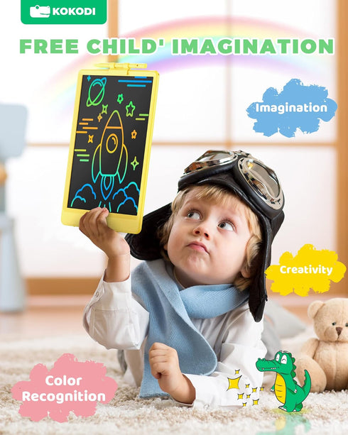 KOKODI LCD Writing Tablet, 10 Inch Colorful Toddler Doodle Board Drawing Tablet, Erasable Reusable Electronic Drawing Pads, Educational and Learni...