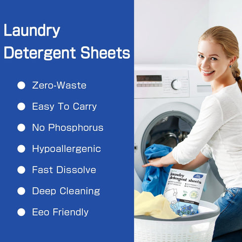Soulink Laundry Detergent Sheets Up to 80 Loads, Eco Friendly Detergent Strips for Travel & Home - No Plastic Jug Soap sheets, Plant-based, Hypoal...