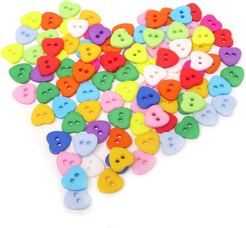 Honbay 100PCS Resin Love Heart Buttons 2 Holes Buttons Plastic Heart Shaped Sewing Buttons Decorative Buttons for Skirts, Gloves, Sweaters, Shirts...