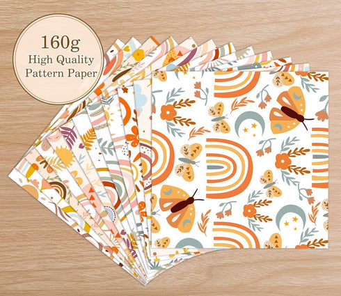 Boho Scrapbook Paper 12x12,24 Sheets Scrapbooking Paper Decoupage Craft Paper Supplies for Card Making Junk Journal Journaling Planner DIY Arts Cr...