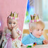 Baby Birthday Crown, Princess Crowns Tiara Girls Party Hat With Gold Glitter and Pink Roses for Birthday Party Decorations...