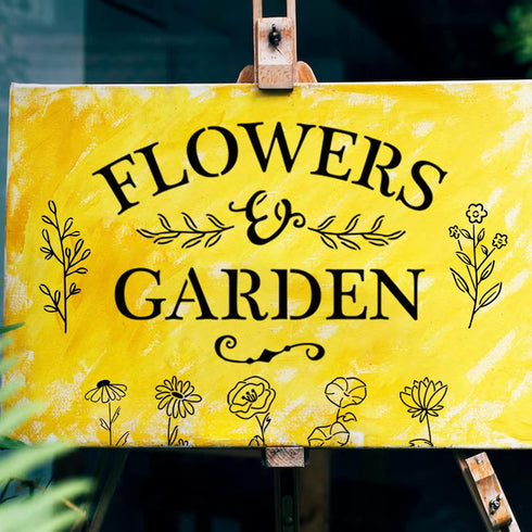 Flower Market Stencil for Crafts Spring Farmhouse Stencils for Painting on Wood Burning Wall, Large Garden Kitchen Embroidery Stencils Paint Art H...