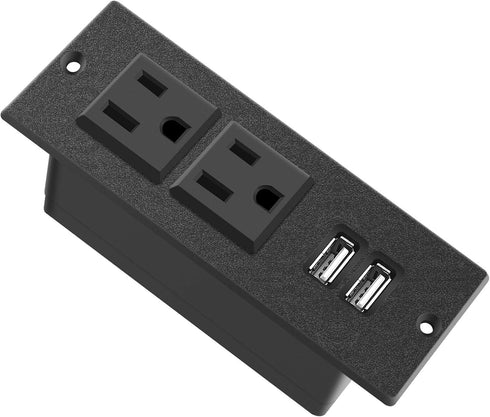 Recessed Power Strip, Black Desktop Power Grommet Socket with Furniture, 2 AC Outlets & 2 USB Ports for Conference Desk,Kitchen,Office,Home,Hotel ...
