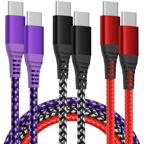 3Pack 60W USB C Charger Cable, USB C to USB C Charger Cable, Nylon Braided Type C to Type C Fast Charging Cable for TypeC Phones (3FT)...