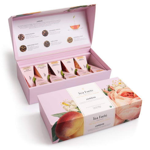 Tea Forte Jardin Organic Fruit, Herb and Flower Teas, Petite Presentation Box Tea Gift Set Sampler, 10 Count, 2 of Each Variety Individually Wrapp...