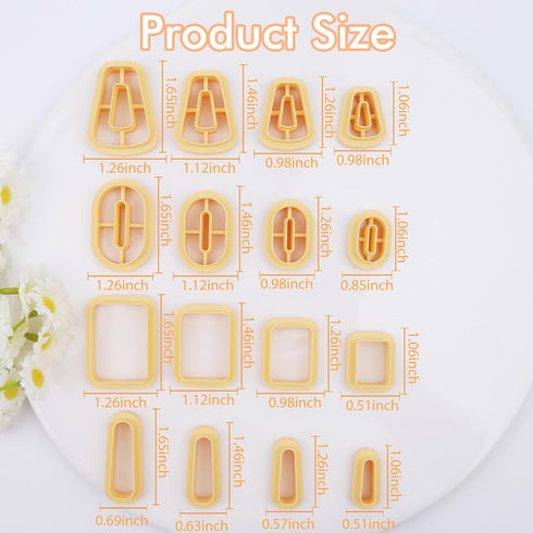 Puocaon Basic Clay Cutters Set - 16 Pcs Clay Cutters for Polymer Clay Earrings Making, Oval Rectangle Shape Clay Cutters, Dangle Earring Cutters f...