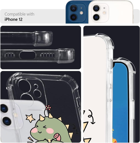 JOYLAND Clear Couple Case for iPhone 13 Green Dinosaur Cute Matching Phone Case for Girls&Women Full Protective Anti-Scratch TPU Soft Bumper Cover...