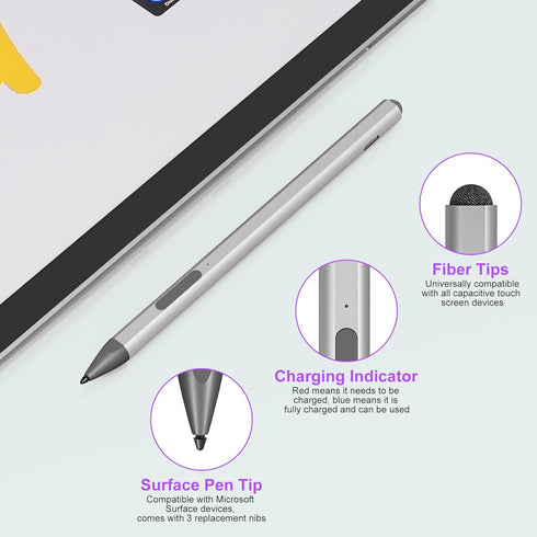 Stylus Pen for Microsoft Surface Pro/Book/Laptop/Studio - Surface Pro 11/10/9/8/7/6/5/4 Pen Windows Stylus with Palm Rejection and Rechargeable, 4...