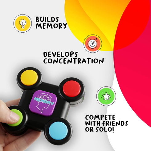 BETTERLINE Light-Up Memory Game with Sounds - Electronic 4 Sequence Handheld Classic Brain Toy for Boys, Girls & Adults, Lightweight, Portable Gif...