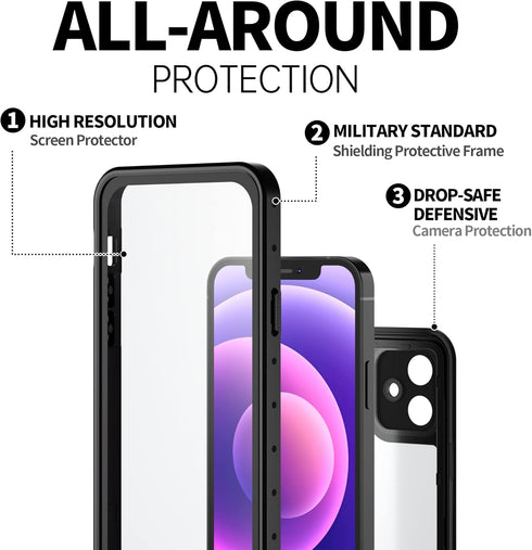 BEASTEK iPhone 12 Mini Waterproof Case, NRE Series Shockproof Dustproof Underwater IP68 with Built-in Screen Protector Anti-Scratch Protective Cov...