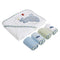 Spasilk Bath Hooded Towels & Washcloths Set for Babies, Hooded Terry Bath Towel & 4 Washcloths, Blue...