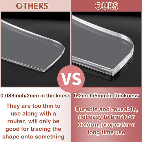 Maitys 3PCS Router Templates for Woodworking Large Charcuterie Board Handle Template Cutting Board Template Clear Acrylic Template Angled Curvy Tr...