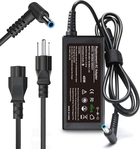 45W Charger Compatible with HP Laptop Charger, Blue Tip, Pavilion x360 11 13 15, Zbook 14u G4 G5 15u 15 G3, Notebook 15, Stream 13 11 14 AC Adapte...
