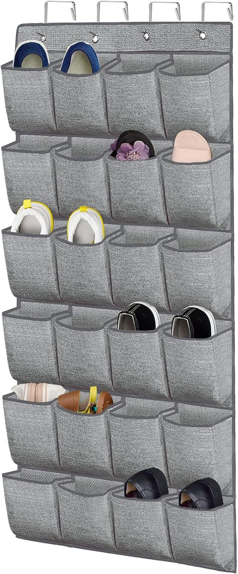homyfort Over the Door Shoe Organizer,Hanging Shoe Rack Storage Holder with 24 Extra Large Fabric Pockets for Closet,Men Sneakers,Women High Heele...