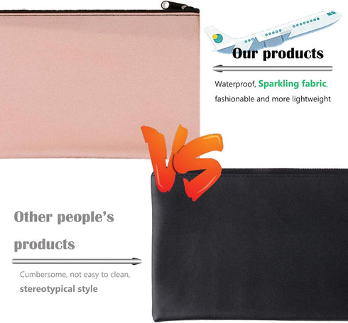 4 Pcs Bank Deposit Money Bag with Zipper, 11 x 6 Inch PU Leather Cash Money Pouch Leatherette Zippered Coin Bag Utility Check Wallet Cosmetic Tool...