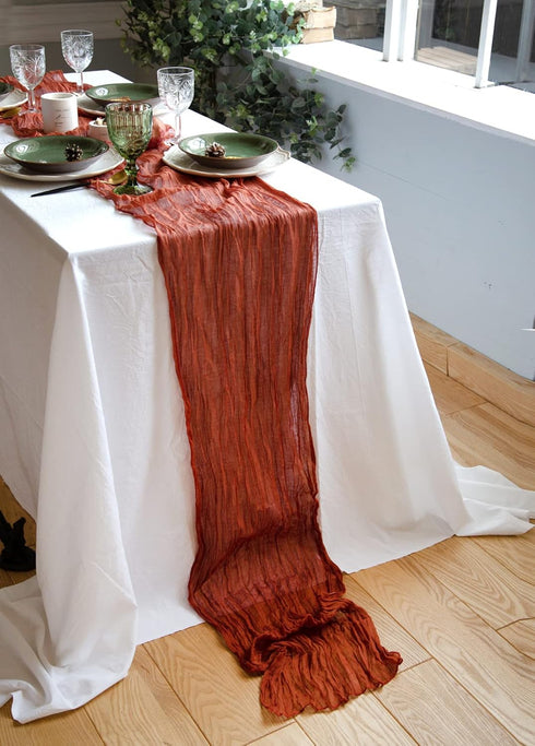 Gauze table runner bulk Cheesecloth runner for Christmas table decor Rustic table runner 160 in for boho wedding table decoration long cheese clot...
