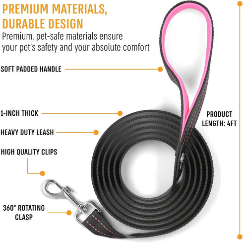 Active Pets Strong Dog Leash with Padded Handle, 4 Sizes from Puppy Leash to 6ft Dog Leash for Large Dogs, Dog Leash 6ft-4ft Long, Comfortable 6ft...