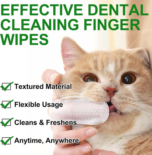 Teeth Cleaning Wipes for Dogs & Cats, Reduces Plaque & Freshens Breath Finger Wipes, Disposable Gentle Cleaning & Gum Care Pet Wipes (50PCS-Finger...