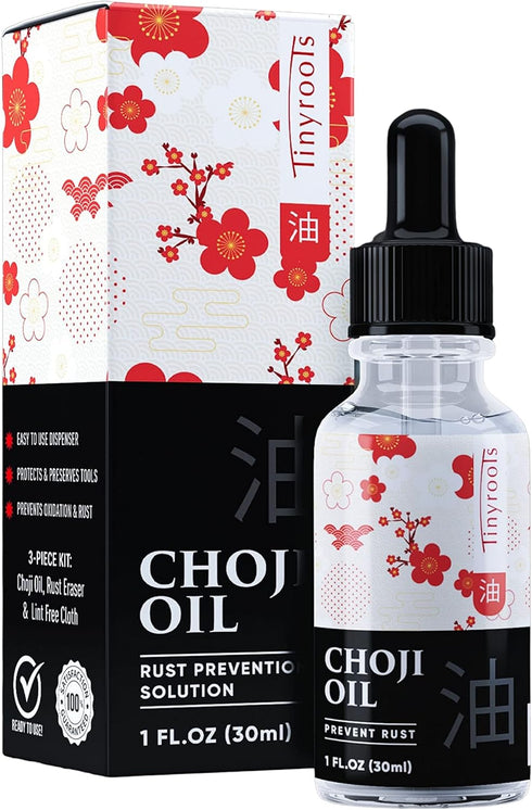 Tinyroots Choji Oil Tool Cleaning Kit, Simply Wipe the Knife Oil on to Restore Your Sword, Knives, Bonsai Tools, Includes Rust Eraser and Lint Fre...