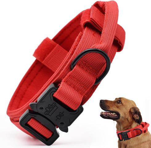 Tactical Dog Collar, Adjustable Military Training Nylon Dog Collar with Control Handle and Heavy Quick-Release Metal Buckle for Small Medium Large...