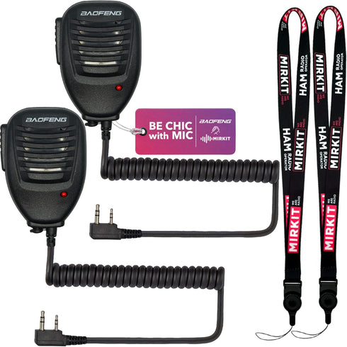 MIRKIT 2pcs Baofeng Mic for Two Way Radio Most Wanted Among Baofeng Accessories, Radio Shoulder Mic with Reinforced Cable, Noise Reduction, Spring...