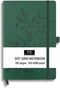 RICCO BELLO Hardcover Dot Grid Bullet Style Journal Notebook, Lay Flat Design, 5.7 x 8.4 inches, Thick 160 gsm Paper, 160 pages (Green Leaves)...