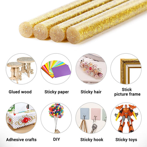 ENPOINT Glitter Hot Melt Glue Sticks, 72pcs 3.93 x 0.27 in Gold Glue Sticks, Adhesive Mini Hot Glue Sticks EVA for Home Repair DIY Art Projects Bo...