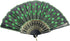 INNOLIFE Elegant Colorful Embroidered Flower Peacock Pattern Sequin Fabric Folding Handheld Hand Fan Hand-Crafted (Full Set - 6pcs Mixed Colors)...