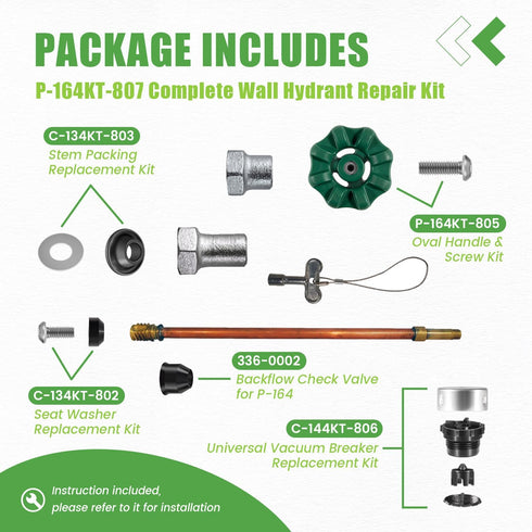 Replace for Prier P-164KT-807 Rebuild Kit P-164KT-807 P-164 Overhaul Kit includes P-164KT-805 Soft-Grip Handle Kit fit for P-164 Original or Diamo...
