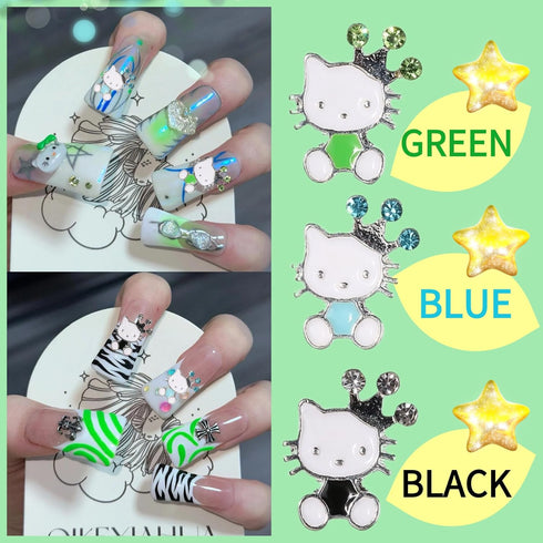 Kawaii Nail Charms and Gems Kitty Planet Nail Charms for Acrylic Nails Y2K DIY Nail Decorations Nail Art Supplies 3D Flatback Resin Charms Cartoon...