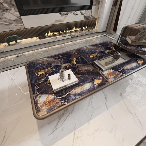 16" × 118" Black Marble Contact Paper Granite Wallpaper Peel and Stick Self-Adhesive Waterproof Removable for Renters Table Cabinets Meeting Room ...