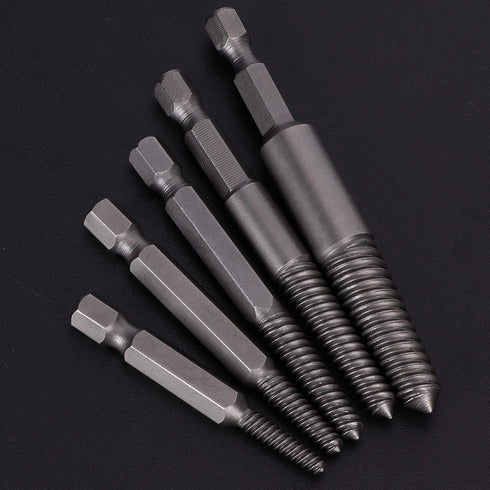 5pcs Broken Head Screw Screw Extractor Hex Handle Electric Extracting Tool Damaged Bolts Removal Tool Easy Out Kit...