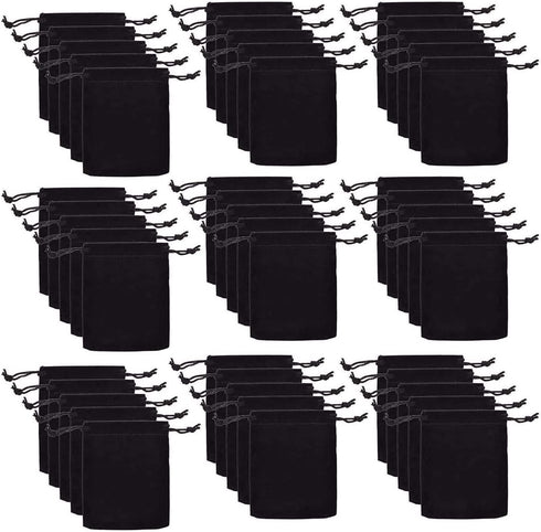 JIAKAI 50pcs Velvet Double Drawstring Cloth Bag.Jewelry Drawstring Pouches for Small Jewelry Bracelet/Headphones Bag/Beads/Spice/Gift Bags(Black)...