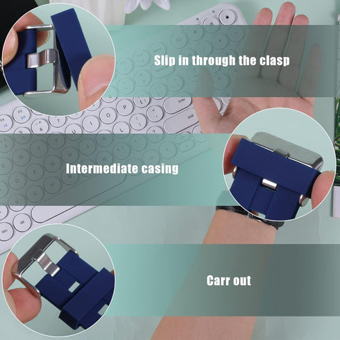 SAVITA 6pcs Watch Strap Holder Loop, Silicone Watch Band Keeper Retainer Fastener Ring Parts for Smart Watch Band Wristband Replacement (Dark Blue...