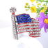 EVER FAITH Silver-Tone USA American Flag Clear w/Blue Austrian Crystals Brooch...