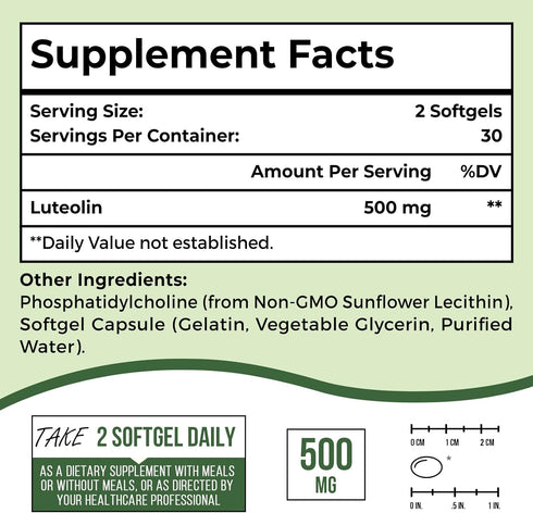 Liposomal Luteolin 500MG, Maximum Absorption, Potent Flavonoid, 60 Softgels, Luteolin Supplement, Non-GMO, Gluten Free...