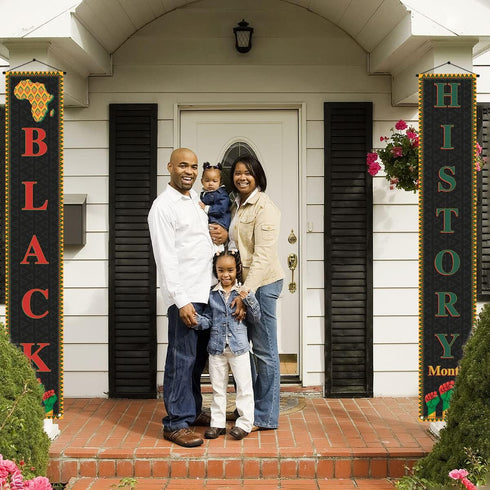Pudodo Black History Month Porch Banner African American Afro National Holiday Front Door Sign Wall Hanging Party Decoration...