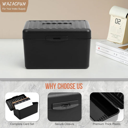 3"x5" Index Card Holder Set, Index Card Box Organizer Storage with 100 Ruled Notecards, 30 Plastic Black Dividers, 25 Kraft Dividers, 240 Designed...