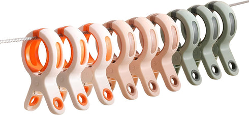 9 Pack Beach Towel Clips for Beach Chair Pool Chair on Cruise, Silicone Plastic Strong Clip,Keep Your Towel from Blowing Away,Fashion Bright Color...