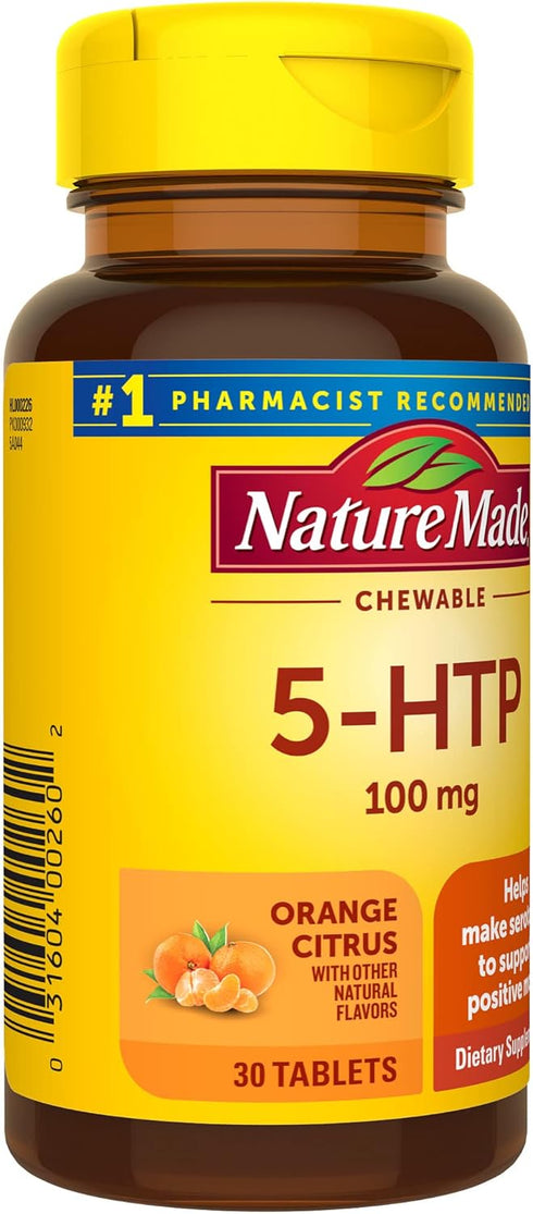 Nature Made Chewable 5HTP 100mg, 5-HTP Mood Support Supplement, 30 5 HTP Chewable Tablets, 30 Day Supply...